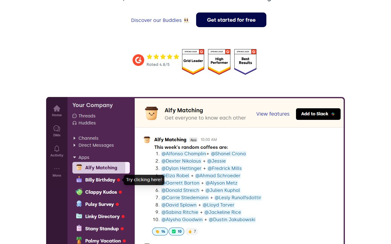 BuddiesHR Review (2025): Boost Your Team Culture with Slack Apps! review - BuddiesHR Review (2025): Boost Your Team Culture with Slack Apps! interface screenshot