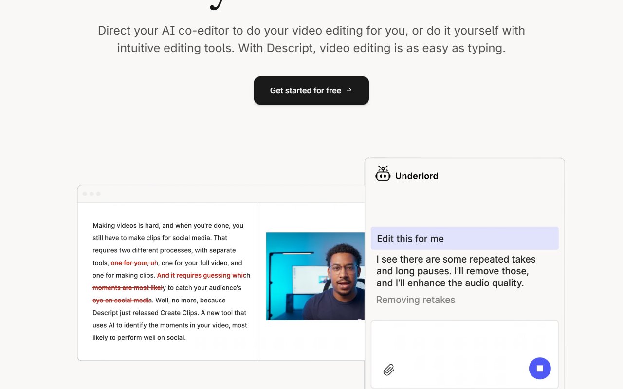 Descript review - Descript interface screenshot